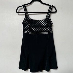Womens Swimsuit Plus Size 2X Black One Piece Polka Dots Swimwear Robby Len